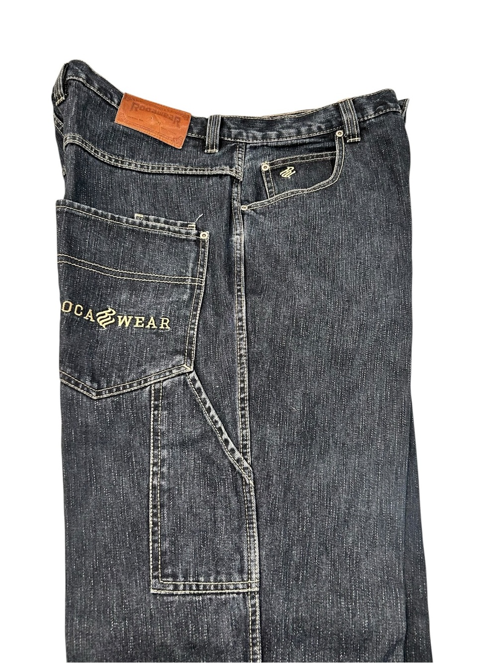 Rocawear Men’s Vintage Dark Wash Baggy Carpenter Jeans Hip Hop 38/34 Y2K Denim